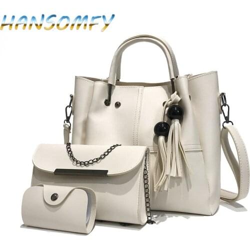 3 Sets High Quality PU Leather Women Handbags Luxury Brands Tote Bag+Ladies Shoulder Bag+Clutch Small Bag Bolsa Feminina ML-04