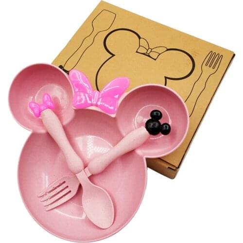 3Pcs/Set Baby Food Storage Tableware Toddle Solid Cute Cartoon Dishes Kids Plate Bowl Eco-friendly Children Training Dinnerware