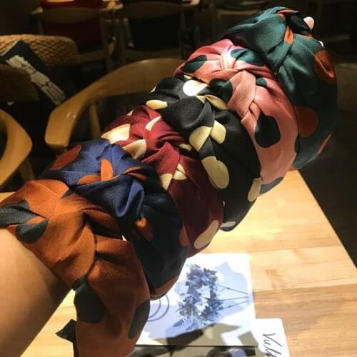 30pcs/lot DIY Simple Multi Fabrics Wave Point Head Band Retro Tie Knot HeadBands Hair Styling Tools Accessory HA1235