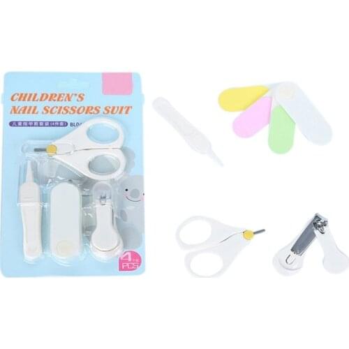 4Pcs/set Baby Nail Clipper Safety Scissors Tweezers Newborn Child Nail Care Tools