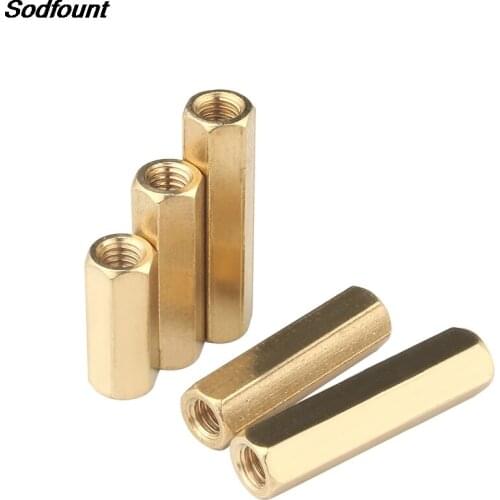 5-50pcs Hex Female to Female M2 M2.5 M3 M4 M5 brass standoff spacer Hexagonal Stud Spacer Hollow Pillars