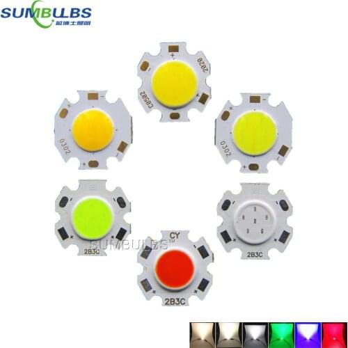 5pcs/lot 20MM Circular COB Chip LED Light Source for Spotlight Downlight 3W 5W 7W Green Blue White Lighting Bulb DC Voltage LEDs