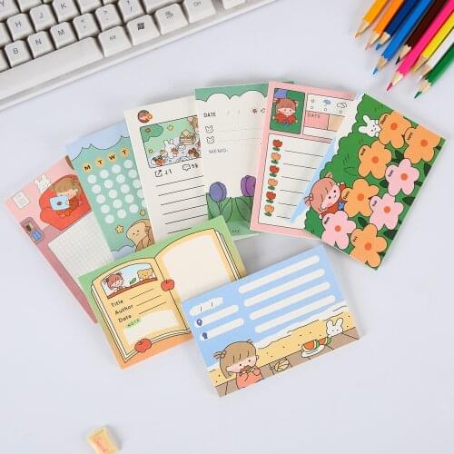 Yisuremia 50 Sheets Korean Kawaii Memo Pads Cartoon Note Paper Message Decorative Daily To Do It List Notepad School Stationery
