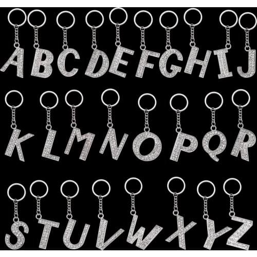 A-Z 26 Letters Crystal Pendant Keychain Name First Letter Luxury Jewelry For Men Women Hip-hop Keychian Accessories