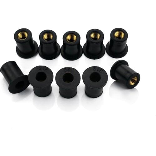 10 PCS Motorcycle M5 M6 Metric Rubber Well Nuts Windscreen Windshield Fairing Cowls Fastener Screws Universal