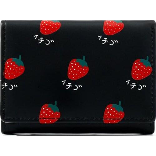 Bycobecy New Fruit Print Multi-Card Women Wallets Mini Wallet Three-Fold Lady PU Wallet Short Wallet Travel Purse