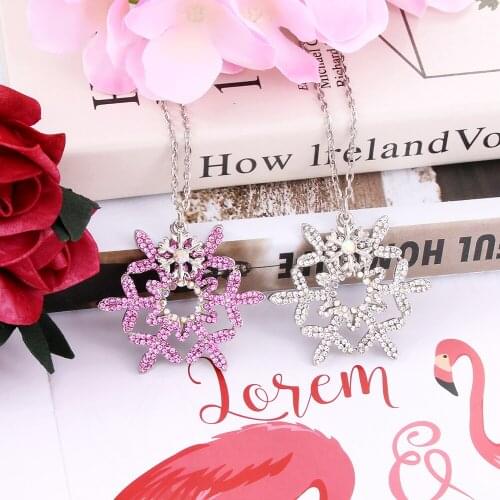 Full Zircon snowflake Necklace Charm Crystal Vintage Choker Cute Pendant Torque Sweater Necklace Flawless Ornaments Necklaces