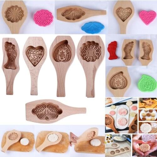 1 Pcs Wooden Mooncake Baking Mold Cookies Mold DIY 3D Flower Fondant Mooncake Tools Cake Pastry Mandoo Mold Kitchen Gadget
