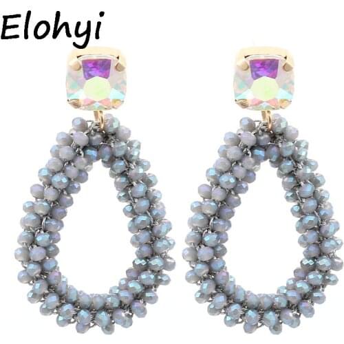 ELOHYI Bohemia Dangle Earrings For Woman Crystal Faceted Beads Handmade Big Drip Earring Long Pendants Hot Sale Jewelry Gift