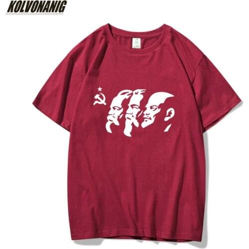 Soviet Union Great Communist Lenin Marx Engels Graphic T-Shirt For Men Ussr CCCP T Shirt Vintage Communism Portrait Tee Tops