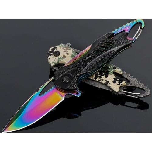 Survival Pocket Folding Knife Stainless Steel Blade Tactical Camping Knives Hunting Outdoor Fruit Camp Cutter Camouflag EDC Tool