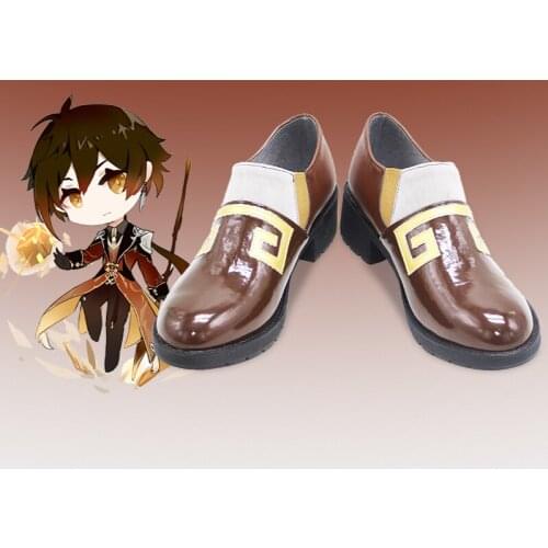 Genshin Impact Zhongli Brown Shoes Rex Lapis Geo Archon Morax Halloween Carnival Cosplay Shoes Accessory