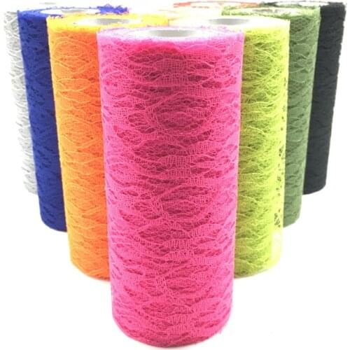 15cm 10Yards Lace Tulle Roll Apparel Sewing and Fabric Wedding Decoration Party Chair Sash Bow Table Runner Decoration