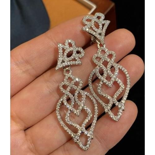 Vine Pattern Earring Lace Hollow Out Flowers Top Quality Cubic Zirconia Temperament Two Wear For Women Jewelry Friends Gift