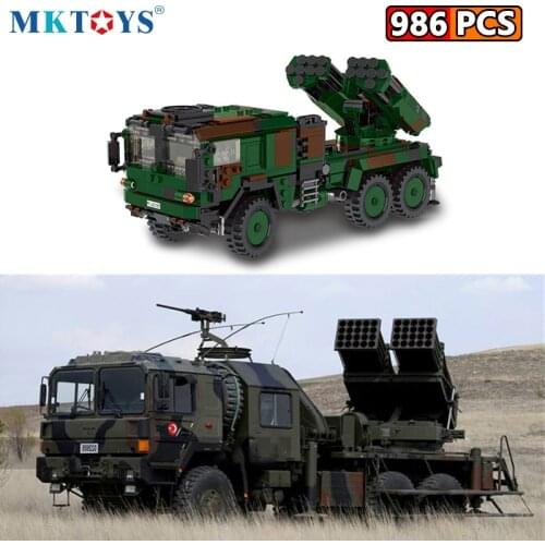 MKTOYS WW2 Military German Batisbrick MOC Building Block LARS 2 Multiple Rocket Launcher Truck Armored Car Model Bricks