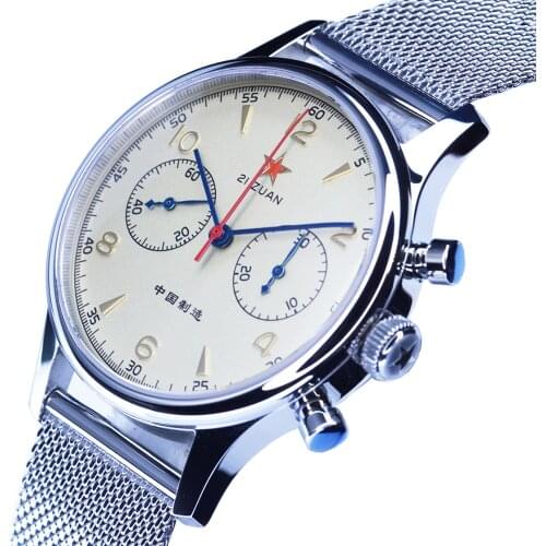 40mm Chronograph Seagull Movement 1963 Mens Watch Sapphire Mechanical Pilot Mesh Belt 38mm Watches Mens 2021 Waterproof st1901