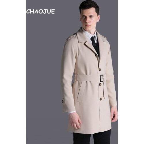 CHAOJUE Brand Medium Length Single Breasted Trench for Mens 2018 Spring/Autumn Loose Raglan Sleeve Coat Plus Size Causal Outwear
