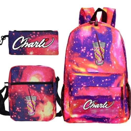 New Pattern Charli D'Amelio Backpack 3pcs/sets Men Women Mochila Girls Boys Casual Daily Rucksack beautiful Travel Bags