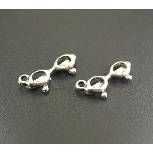 50pcs Silver Color Zinc Alloy Metal Charms Sunglasses Charms Diy Jewelry Findings Accessories 22x10mm A560