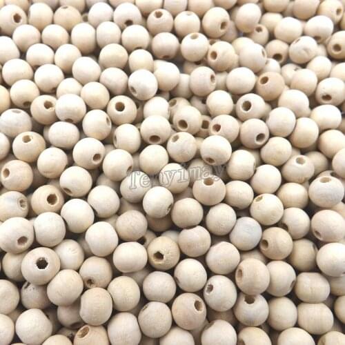 Original Color 8mm Round Wood Beads Fashion Wooden Findings For DIY 400pcs