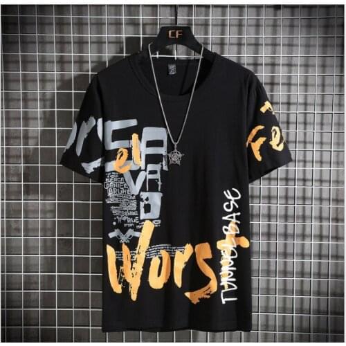 Plus fat short-sleeved t-shirt trend printing mens loose loose compassionate half-sleeved student summer mens wear 8