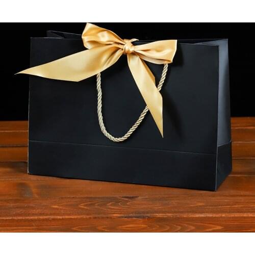 Portable Gift Bags Graduation Celebration Party Wedding Supplies Wrapping Gift Take Out Packing Paper Bags With Bow Ribbon