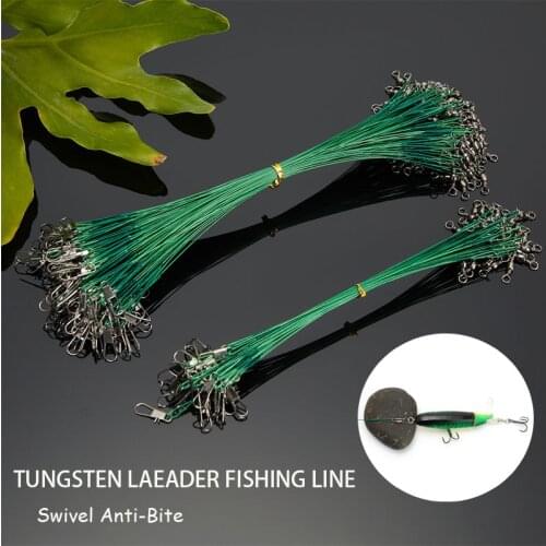 20pcs/lot Steel Wire Leader with Swivel Anti-bite Fishing Line 10/15/20/30cm Fishing Accessory 3 Colors Olta Leadcore Leash