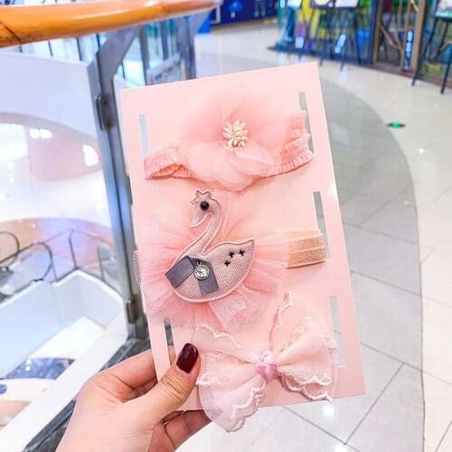 3Pcs/Set Cute Pink Lace Flower Bows Crown Princess Baby Girl Headband Soft Elastic Newborn Hair Accessories Girls Headband