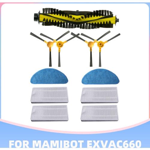 Roller/Side brush HEPA Filter Mop cloth Replacement Kit For Mamibot Exvac660/650 Platinum Robot Vacuum Cleaner Accessories