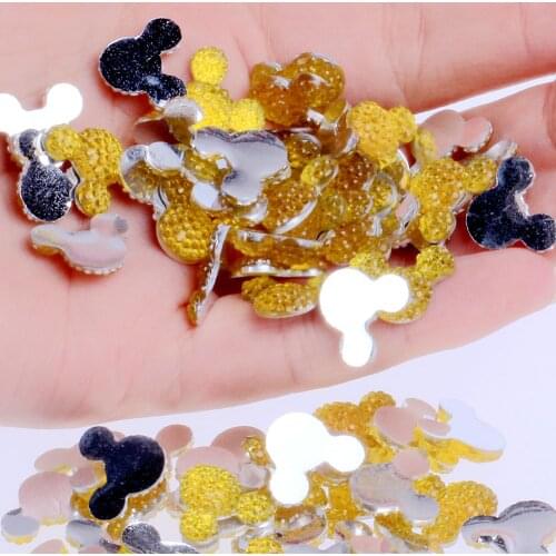Mickey Head 1000pcs 14x11.5mm Many Colors Flatback Glue On Resin Rhinestone DIY Nail Art Crafts Jewelry Garments Decorations