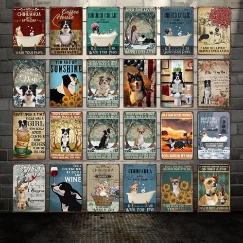 [ WellCraft ] Dog You Are My Sunshine Border Collie Bath Soap Metal Signs Posters Vintage Wall Plaque Custom Pub Decor WX-27