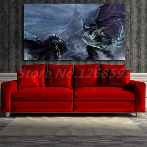 World Of Warcrafts Arthas Vs Illidan Wall Art Canvas Posters Prints Painting Wall Pictures For Office Living Room Home Decor