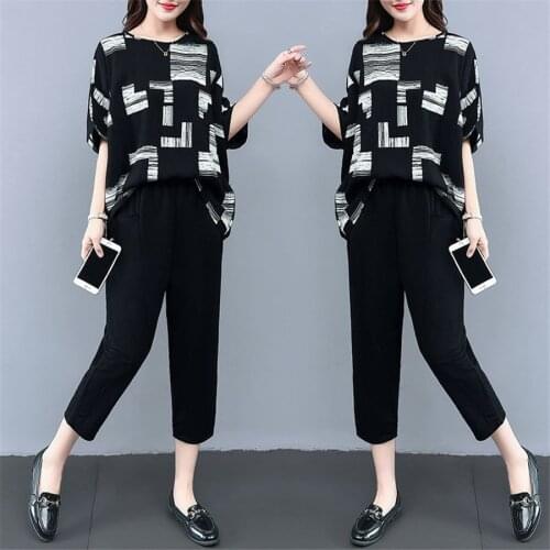 Womens Suits 2020 New summer elegant Sportswear Sets black Long Sleeve T-shirt & Trousers Pants 2 Piece Set Tracksuits