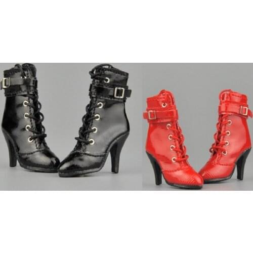 ZY1009 1/6 Scale PU Female Pointy Boots Model Women High Heels Shoes Fit For 12'' Detachable Foot Body