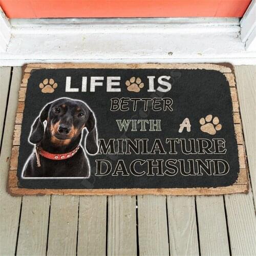 Life Is Better With Dachsund Custom Doormat 3D Printed Doormat Non Slip Door Floor Mats Decor Porch Doormat