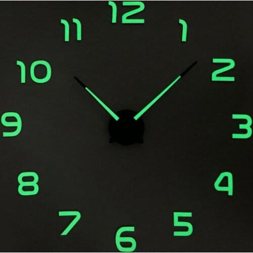 100*100cm Luminous DIY 3D Number Art Clock Wall Sticker Big Watch Kids Room Decor DIY Large Luminous Wall Clocks Quartz Clock