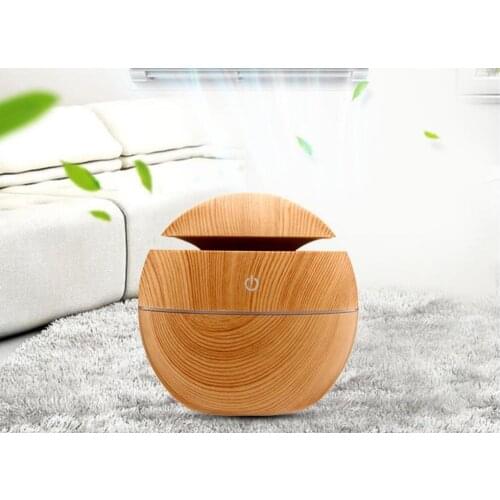 100pcs Wood Grain Essential Oil Diffuser Ultrasonic Aromatherapy bamboo color USB Humidifier 130ml with Changing Night Lights