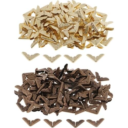 100pcs Vintage Decorative Fine Side Book Tone Scrapbooking Albums Menus Folders Corner Protectors 14x14mm