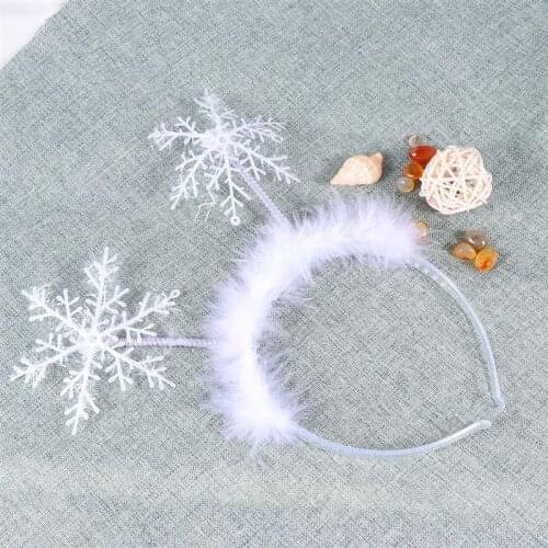 2pcs Exquisite Snowflake Headband Feather Hair Band Christmas Hair Hoop Snowflake Feather Headband Christmas Hair Accessories