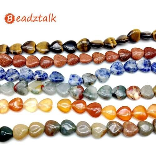 20 Colors Colorful Stone Heart Beads String 10 mm D I Y Charm Bracelet Bangle Earrings Sodalite Carnelian Howlite Opal etc