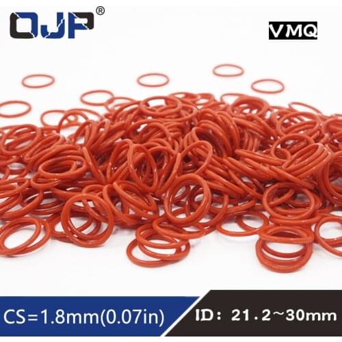 5PCS/lot Red Silicon Ring Silicone/VMQ O ring 1.8mm Thickness ID21.2/22.4/23.6/25/25.8/26.5/28/30mm Rubber O-Ring Seal Gasket