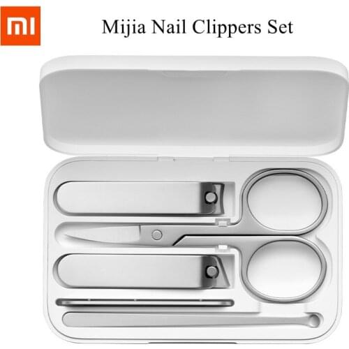 Original XIAOMI Mijia 5Pcs Portable Fingernail Toenail Manicure Pedicure Magnetic Absorption Stainless Steel Nail Clipper Set