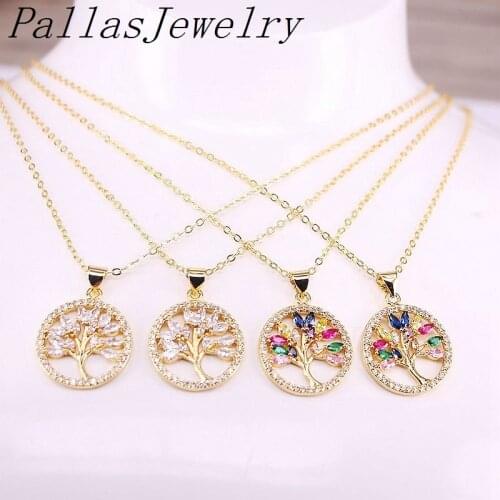 8Pcs New design rainbow tree shape cz necklace,cubic zircon pendant charm,popular jewelry