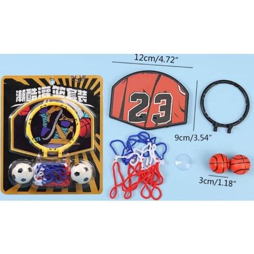 83XC 1Set Indoor Table Game Mini Basketball Hoop with Balls & Basketball Net Gluedots Easy Removed Ball Game for Table Home