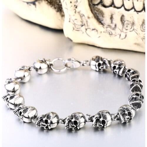 Men Bracelet Personality Male Jewelry 316L Titanium Steel Skull Punk bangle for man