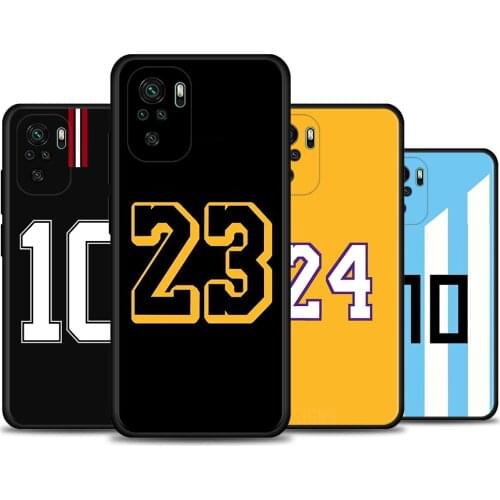 Phone case For Redmi Note 10 Pro Max 9 9s 9t 8t 7 Cover Funda for Redmi K40 Plus 9A 9C 9T Coque basketball star Football Number