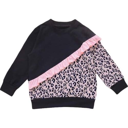 Children Kids Girls Patchwork Casual Sweatshirt Long Sleeve Print Ruffle Pullover Tops Baby Toddler Girl Sweatshirts 2020 2-7Y