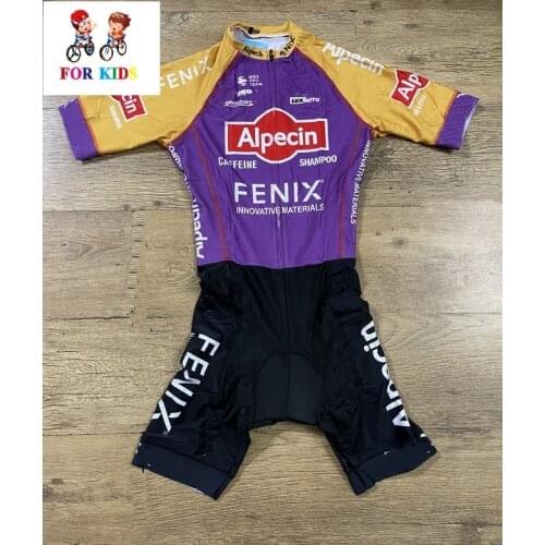 KIDS LASER CUT Skinsuit 2021 ALPECIN FENIX TEAM Children Bodysuit SHORT Cycling Jersey Bike Clothing Maillot Ropa Ciclismo