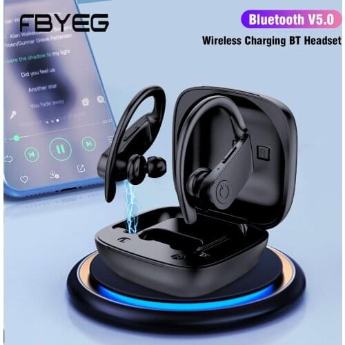 FBYEG B11TWS 5.0 Bluetooth Headset Stereo Earbud Earphone HD Call Sport Waterproof Headphone with Microphone, Support Wireless C