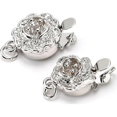 Rose Flower Shape Jewelry Findings Wholesale Necklace Bracelet Clasps and Hooks Jewellery Accessory Parts Settings, 10pcs/lot